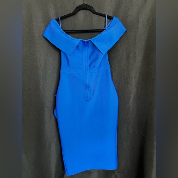 💙 NWOT Elegant Cobalt Blue Off-Shoulder Bandage Dress | Women’s Medium - Picture 10 of 14